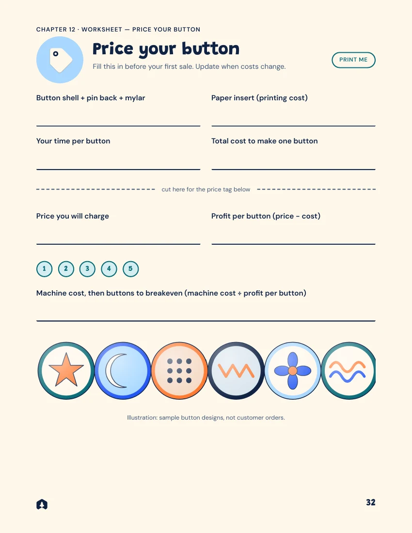 Price your button printable worksheet